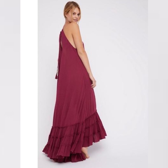Free People Wrap Around Maxi Dress Red Wine color - Picture 3 of 3